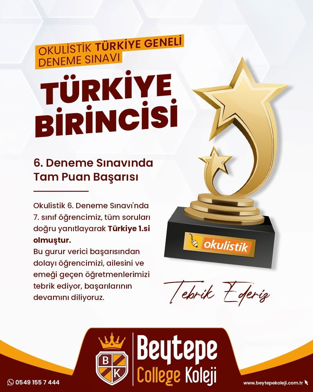 BEYTEPE KOLEJİ'NDEN MALATYA'YA EĞİTİMDE BAŞARI SÖZÜ
