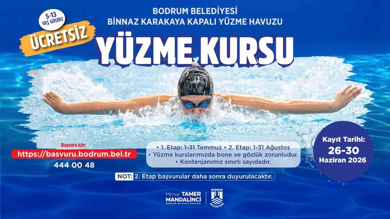 BODRUM BELEDİYESİNDEN ÇOCUKLARA ÜCRETSİZ YÜZME KURSU