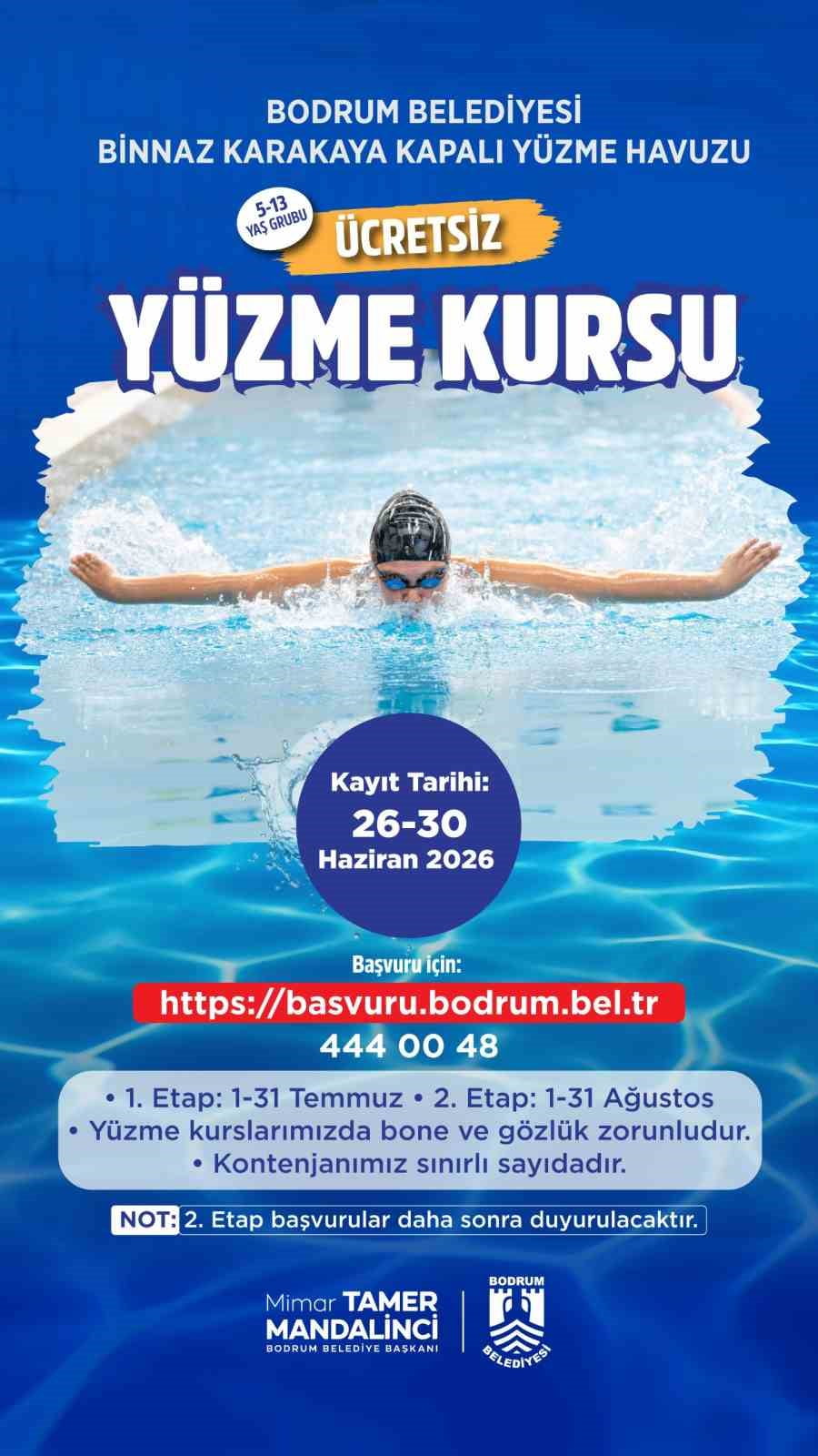 BODRUM BELEDİYESİNDEN ÇOCUKLARA ÜCRETSİZ YÜZME KURSU
