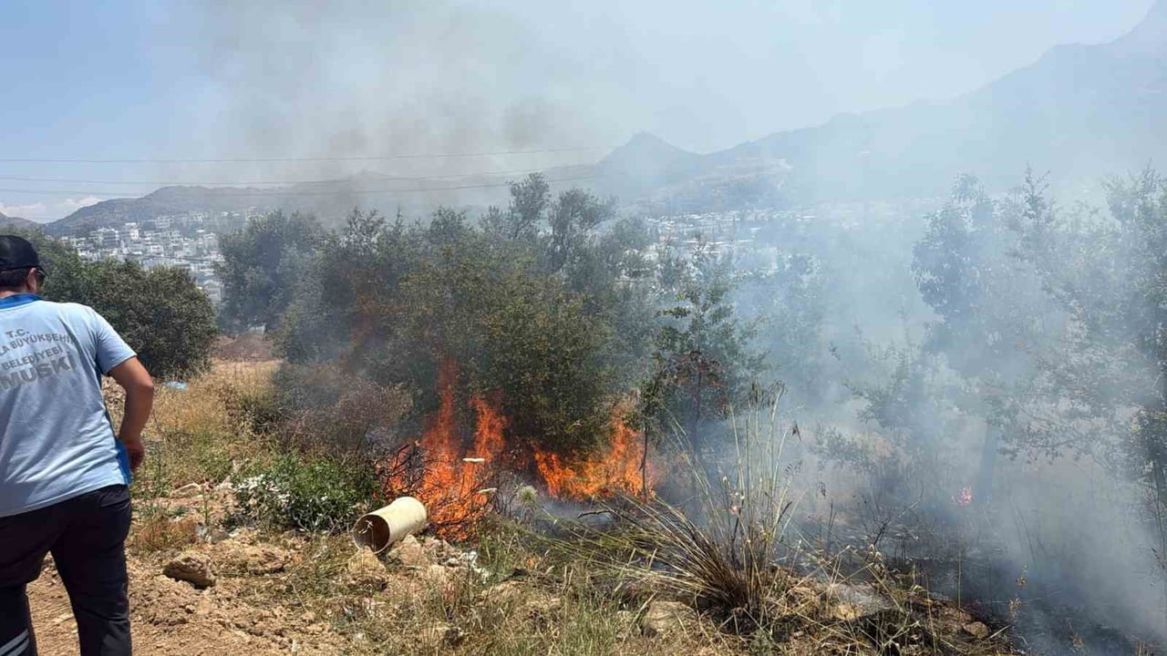 BODRUM’DA ÇIKAN YANGIN BÜYÜMEDEN SÖNDÜRÜLDÜ
