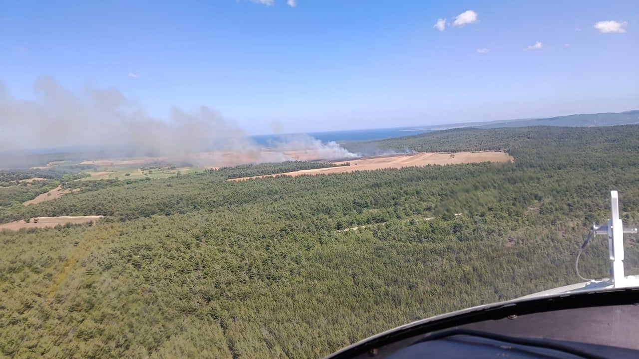 ÇANAKKALE’NİN ECEABAT İLÇESİNDE TARIM ARAZİSİNDE ÇIKARAK ORMANLIK ALANA SIÇRAYAN YANGIN ORMAN...