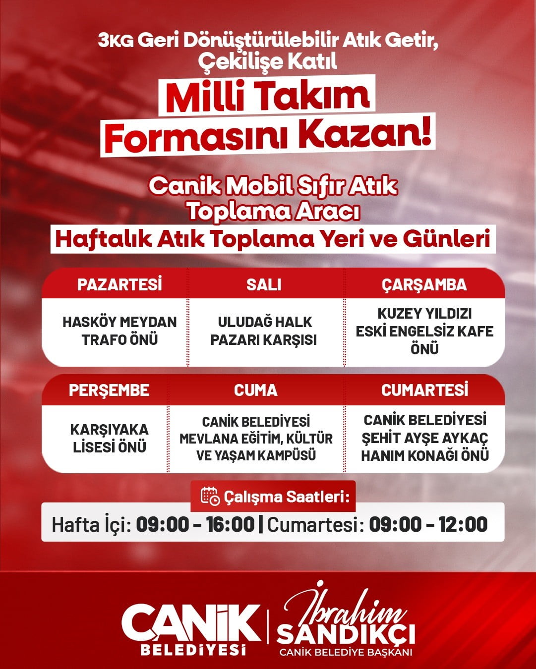 CANİK BELEDİYESİ, CANİK MOBİL SIFIR ATIK ARACI VE CANİK SIFIR ATIK MARKETİ'NE 3 KİLOGRAM GERİ...