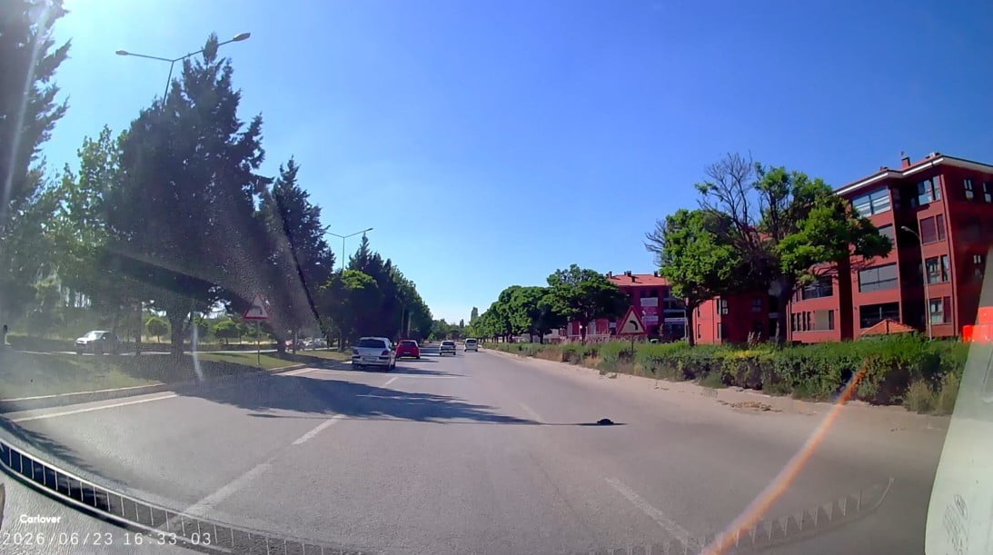 ESKİŞEHİR'İN İŞLEK BİR CADDESİNDE KARŞIDAN KARŞIYA GEÇMEYE ÇALIŞAN VE KENDİSİNDEN YÜKSEK OLAN...