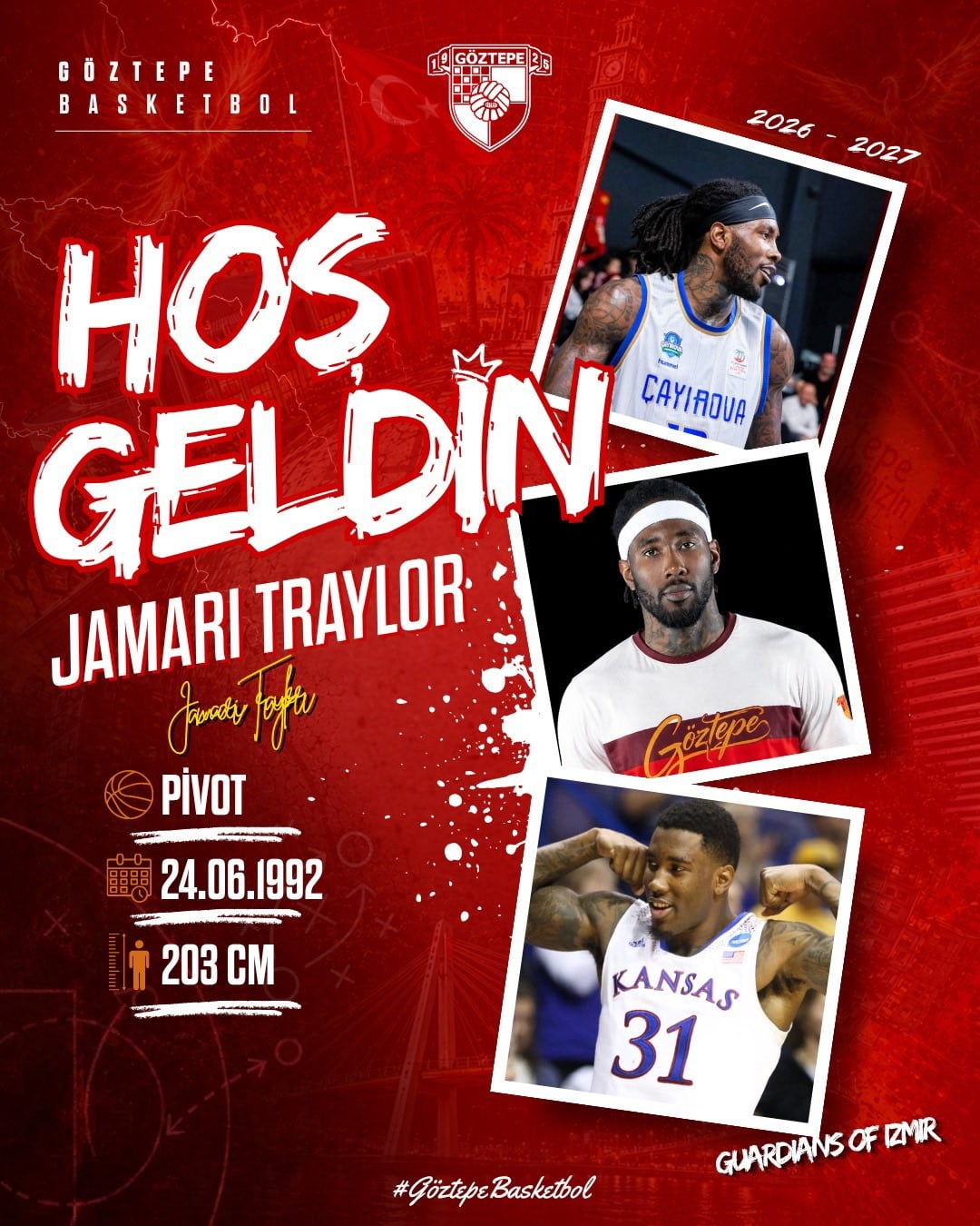 GÖZTEPE BASKETBOL, JAMARİ TRAYLOR’I KADROSUNA KATTI