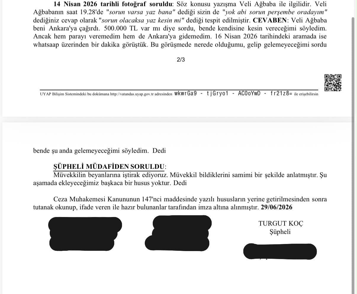 İFADENİN YER ALDIĞI DAVA DOSYASI