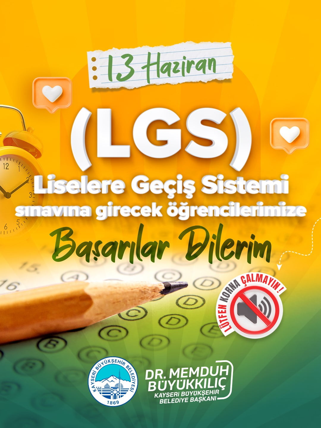 KAYSERİ BÜYÜKŞEHİR BELEDİYE BAŞKANI DR. MEMDUH BÜYÜKKILIÇ, 13 HAZİRAN CUMARTESİ GÜNÜ...