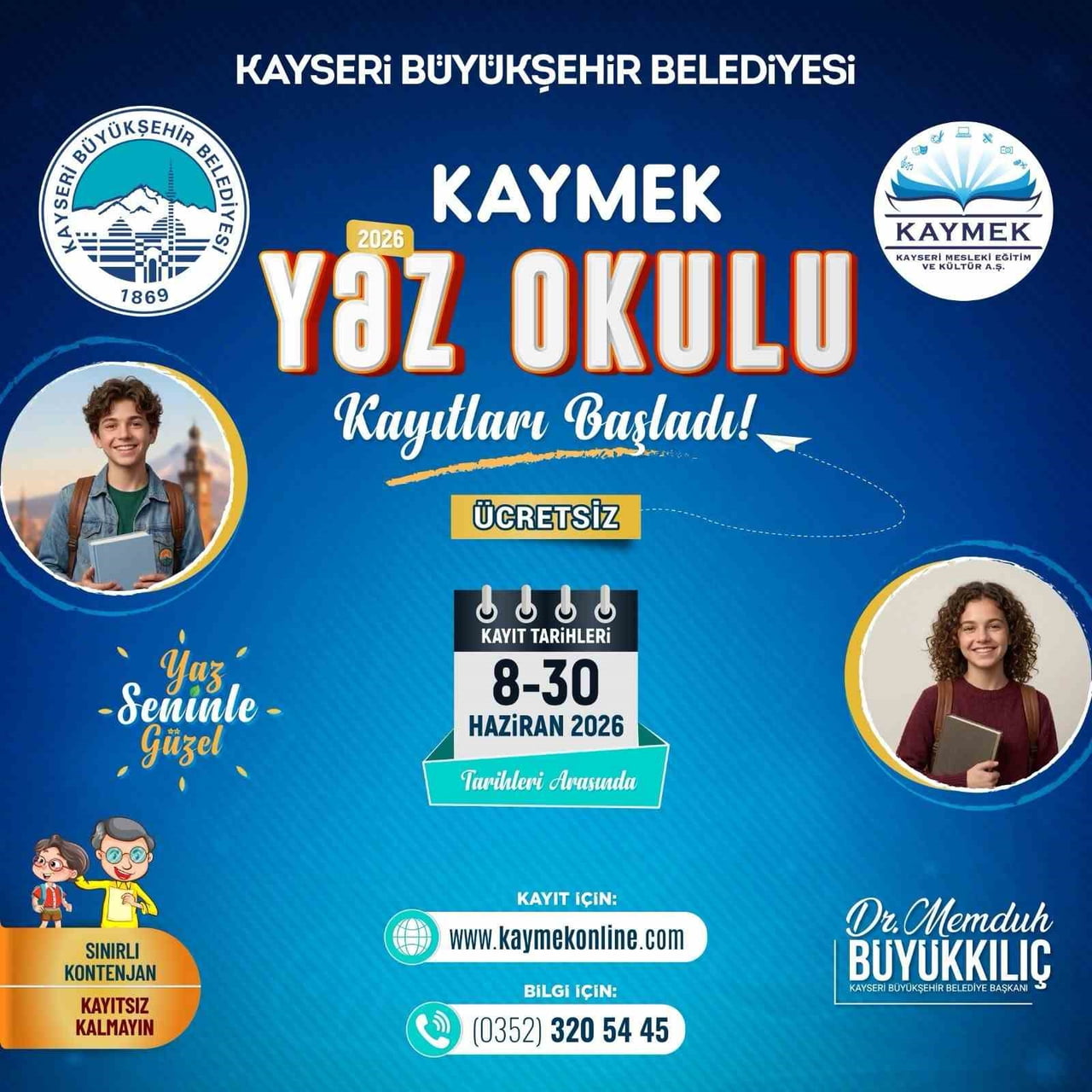 KAYSERİ BÜYÜKŞEHİR BELEDİYESİ BÜNYESİNDE FAALİYETLERİNİ SÜRDÜREN KAYMEK; ZENGİN İÇERİKLİ YAZ OKULU...