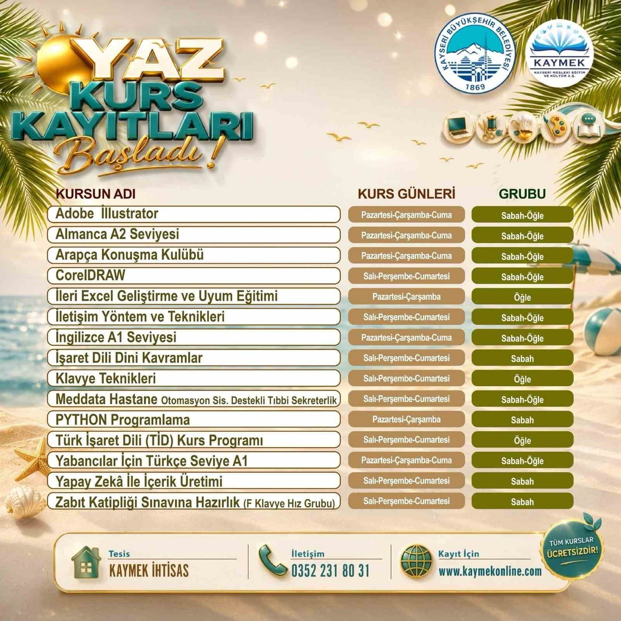 KAYSERİ BÜYÜKŞEHİR BELEDİYESİ’NİN EĞİTİM, KÜLTÜR VE SANAT ALANINDAKİ ÖNCÜ KURULUŞU KAYMEK’TE YAZ...