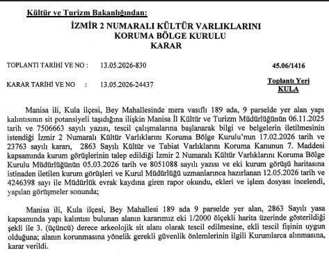 MANİSA’NIN KULA İLÇESİNE BAĞLI BEY MAHALLESİ’NDE BULUNAN 189 ADA 9 PARSELDEKİ ALAN, İZMİR 2...