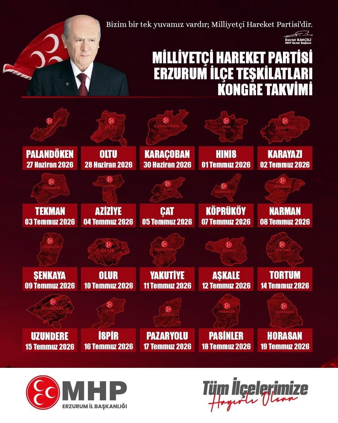 MİLLİYETÇİ HAREKET PARTİSİ ERZURUM İL BAŞKANI ADEM YURDAGÜL, İLÇE KONGRE SÜRECİNİN BAŞLADIĞINI...