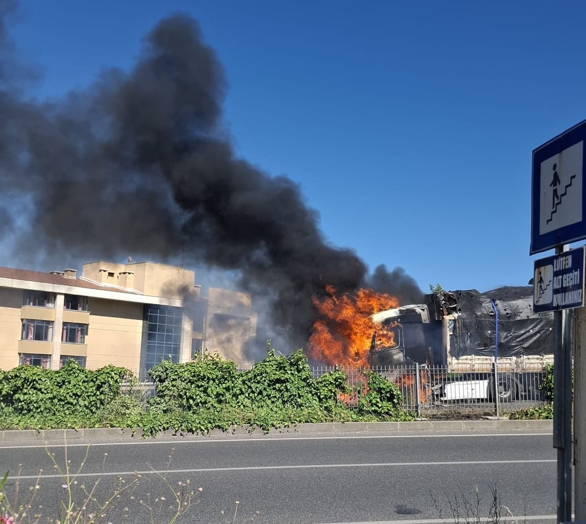 MUĞLA'DA TIR ALEVLERE TESLİM OLDU