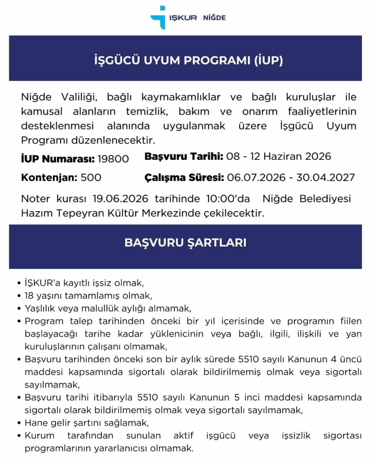 NİĞDE’DE 500 KİŞİLİK İSTİHDAM FIRSATI