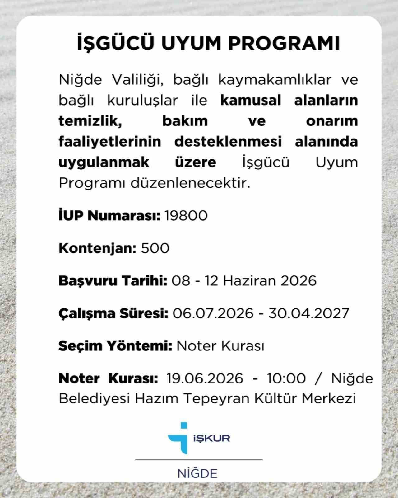NİĞDE’DE 500 KİŞİLİK İSTİHDAM FIRSATI