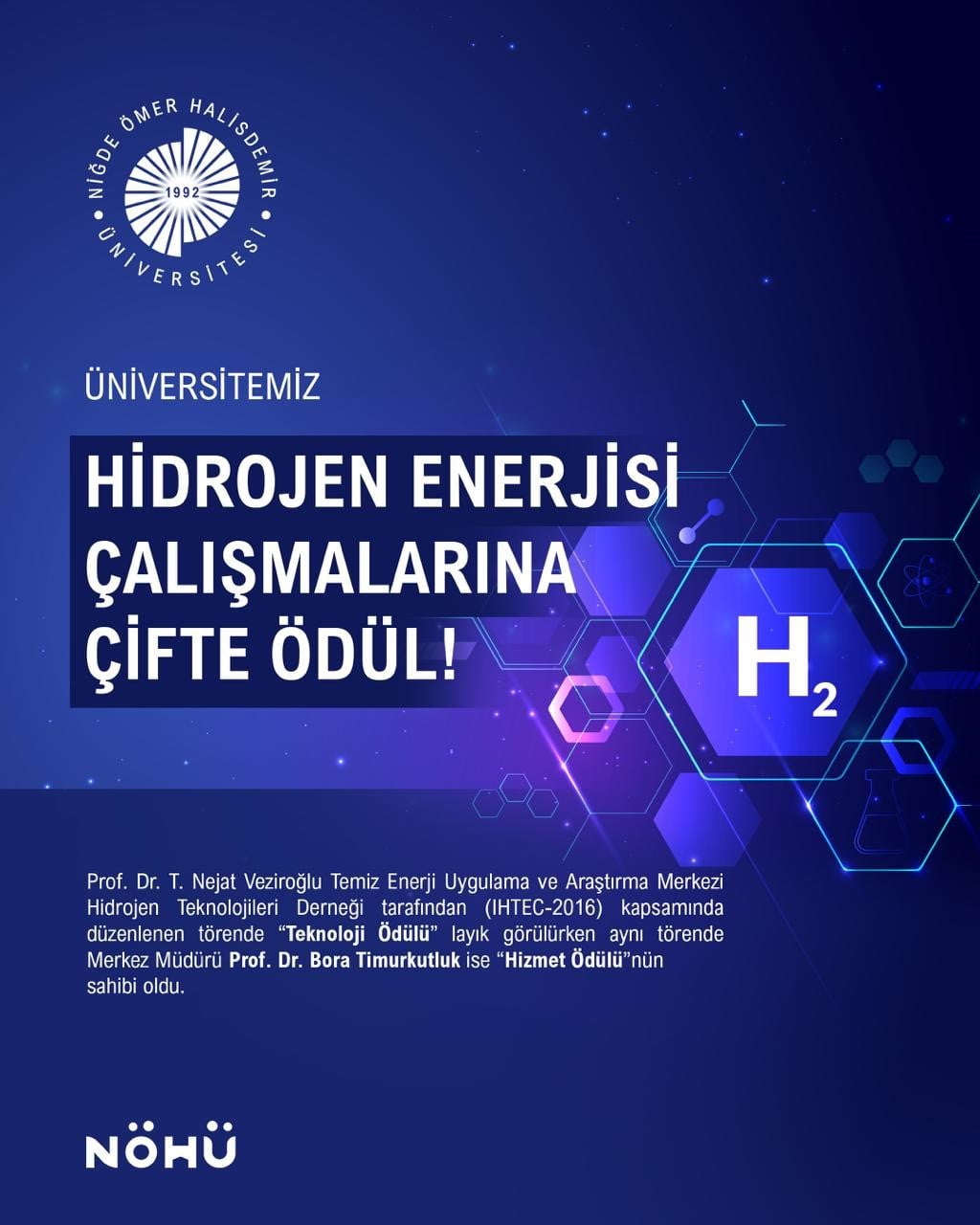 NÖHÜ’NÜN HİDROJEN ENERJİSİ ÇALIŞMALARINA ÇİFTE ÖDÜL