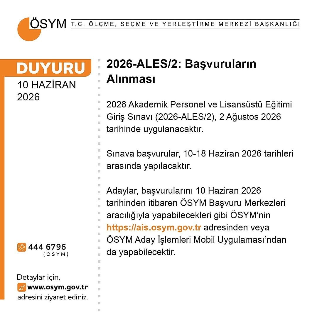 ÖLÇME, SEÇME VE YERLEŞTİRME MERKEZİ (ÖSYM), AKADEMİK PERSONEL VE LİSANSÜSTÜ EĞİTİMİ GİRİŞ SINAVI/2...