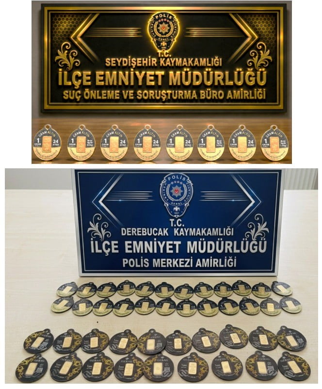 OPERASYONDA 52 ADET SAHTE ALTINLA YAKALANDI.