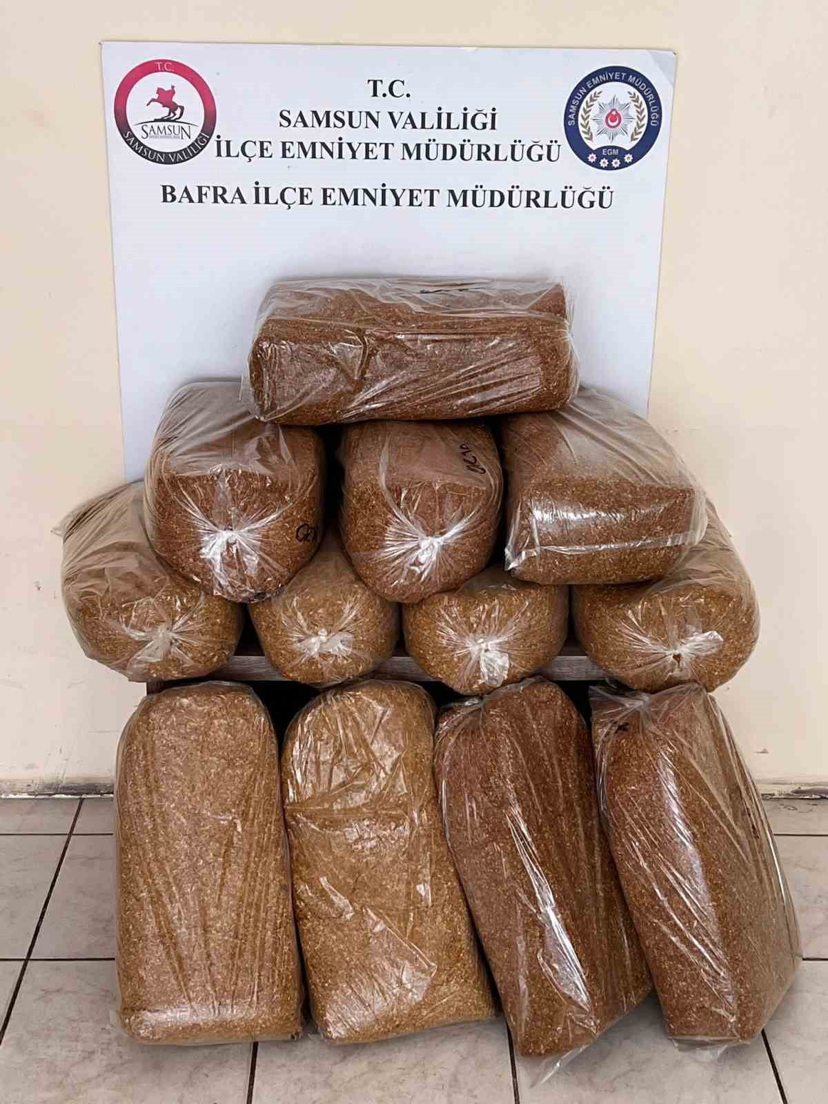 SAMSUN’UN BAFRA İLÇESİNDE DÜZENLENEN KAÇAKÇILIK OPERASYONUNDA 60 KİLO KAÇAK TÜTÜN ELE...