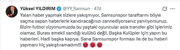 SAMSUNSPOR BAŞKANI YÜKSEL YILDIRIM, 36 YAŞINDAKİ ENNER VALENCİA’YI TRANSFER EDECEKLERİ YÖNÜNDEKİ...