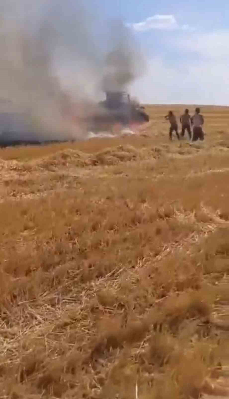 ŞANLIURFA’NIN HARRAN İLÇESİNDE YAKLAŞIK 400 DÖNÜM BUĞDAY TARLASI İLE ANIZ ALEV ALARAK...