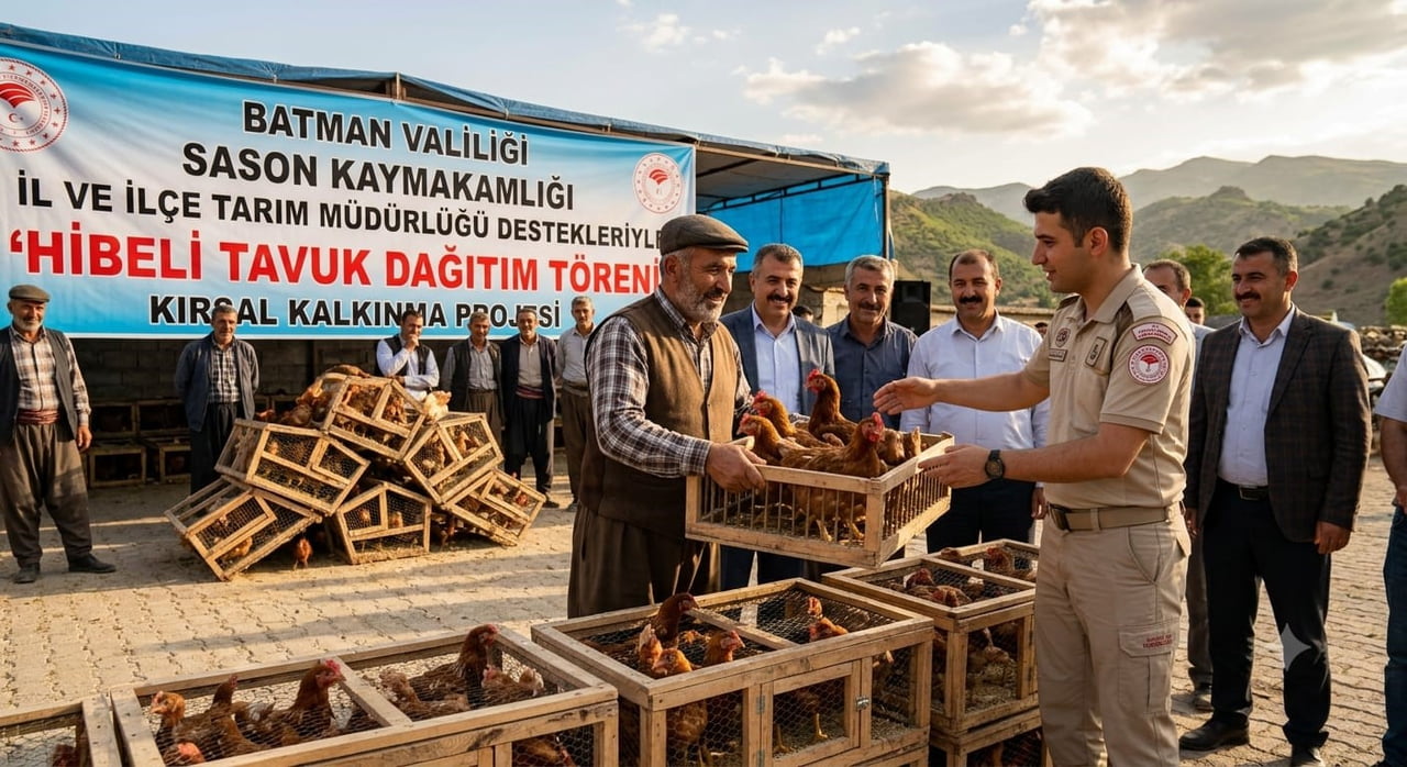 SASON’DA 75 BESİCİYE 4 BİN 500 HİBELİ TAVUK DAĞITILDI