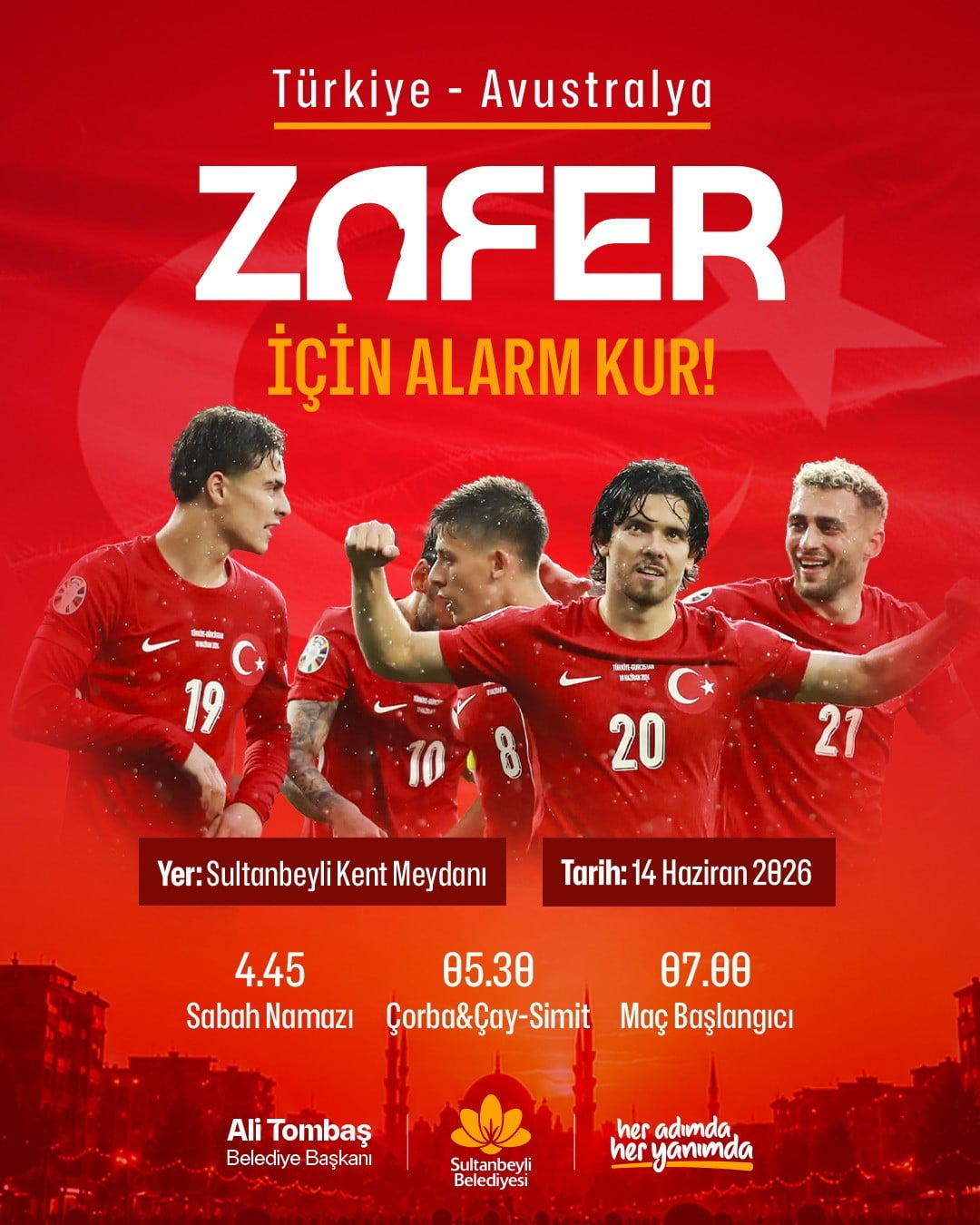 SULTANBEYLİ BELEDİYE BAŞKANI ALİ TOMBAŞ, TÜM FUTBOLSEVERLERİ SABAH NAMAZIYLA BAŞLAYIP ÇORBA, ÇAY...