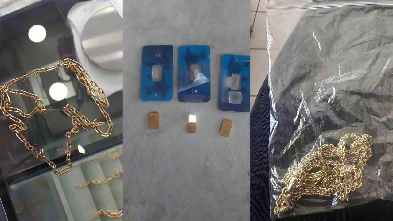 ŞÜPHELİNİN ÜZERİNDE VE YAPILAN ÇALIŞMALARDA SAHTE OLDUĞU BELİRLENEN 3 ADET ALTIN GÖRÜNÜMLÜ ZİNCİR...