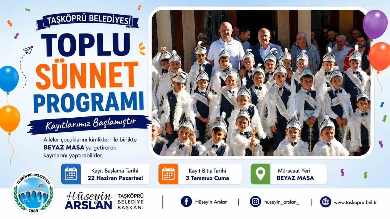 TAŞKÖPRÜ BELEDİYESİ TARAFINDAN HER YIL GELENEKSEL OLARAK GERÇEKLEŞTİRİLEN TOPLU SÜNNET PROGRAMI...