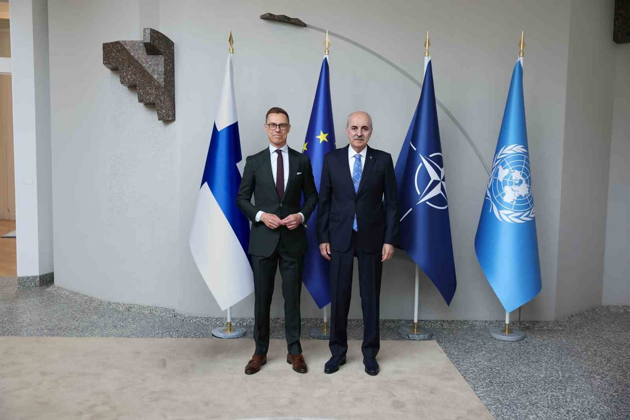 TBMM BAŞKANI NUMAN KURTULMUŞ, FİNLANDİYA CUMHURBAŞKANI ALEXANDER STUBB İLE BİR ARAYA GELDİ