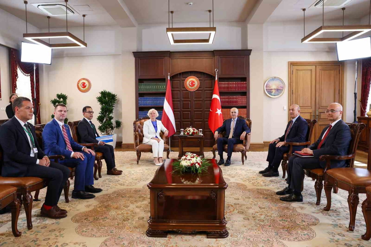 TBMM BAŞKANI NUMAN KURTULMUŞ, NATO PARLAMENTER ZİRVESİ DOLAYISIYLA İSTANBUL’DA BULUNAN LETONYA...