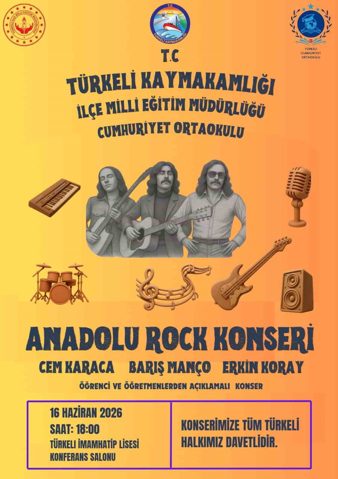 TÜRKELİ'DE ANADOLU ROCK RÜZGÂRI ESECEK TÜRKELİ CUMHURİYET ORTAOKULU TARAFINDAN HAZIRLANAN, CEM...