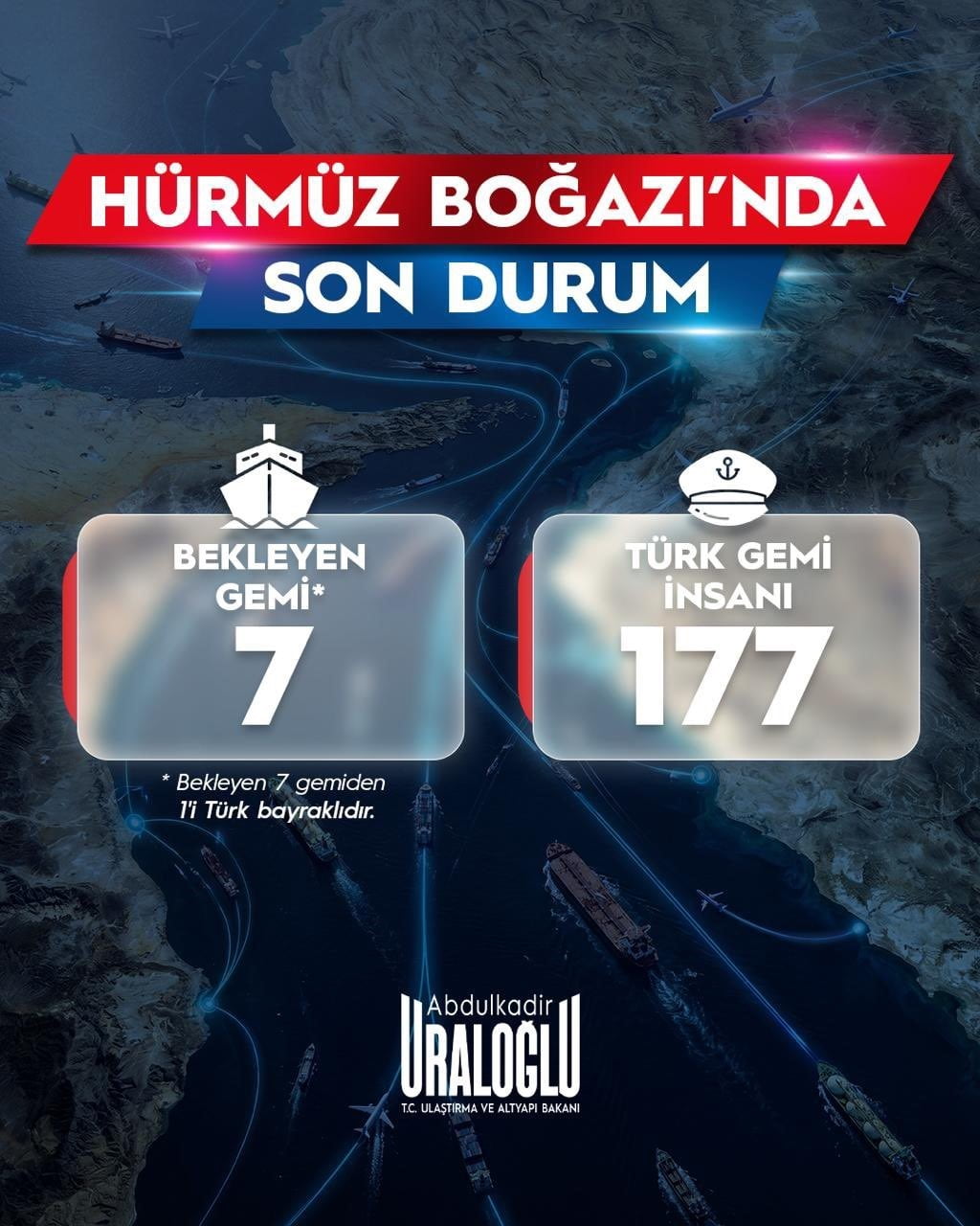ULAŞTIRMA VE ALTYAPI BAKANI ABDULKADİR URALOĞLU, "SAVAŞIN BAŞINDAN BERİ BASRA KÖRFEZİ'NDE BULUNAN...