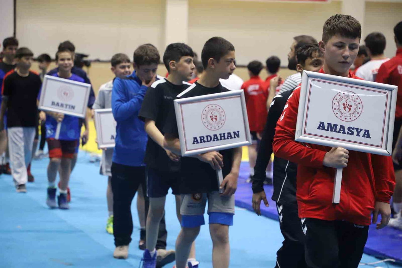 YENİ MAHALLE SPOR SALONU'NDA DÜZENLENEN ANALİG GÜREŞ GRUP MÜSABAKALARI, 7 İLDEN YAKLAŞIK 250...