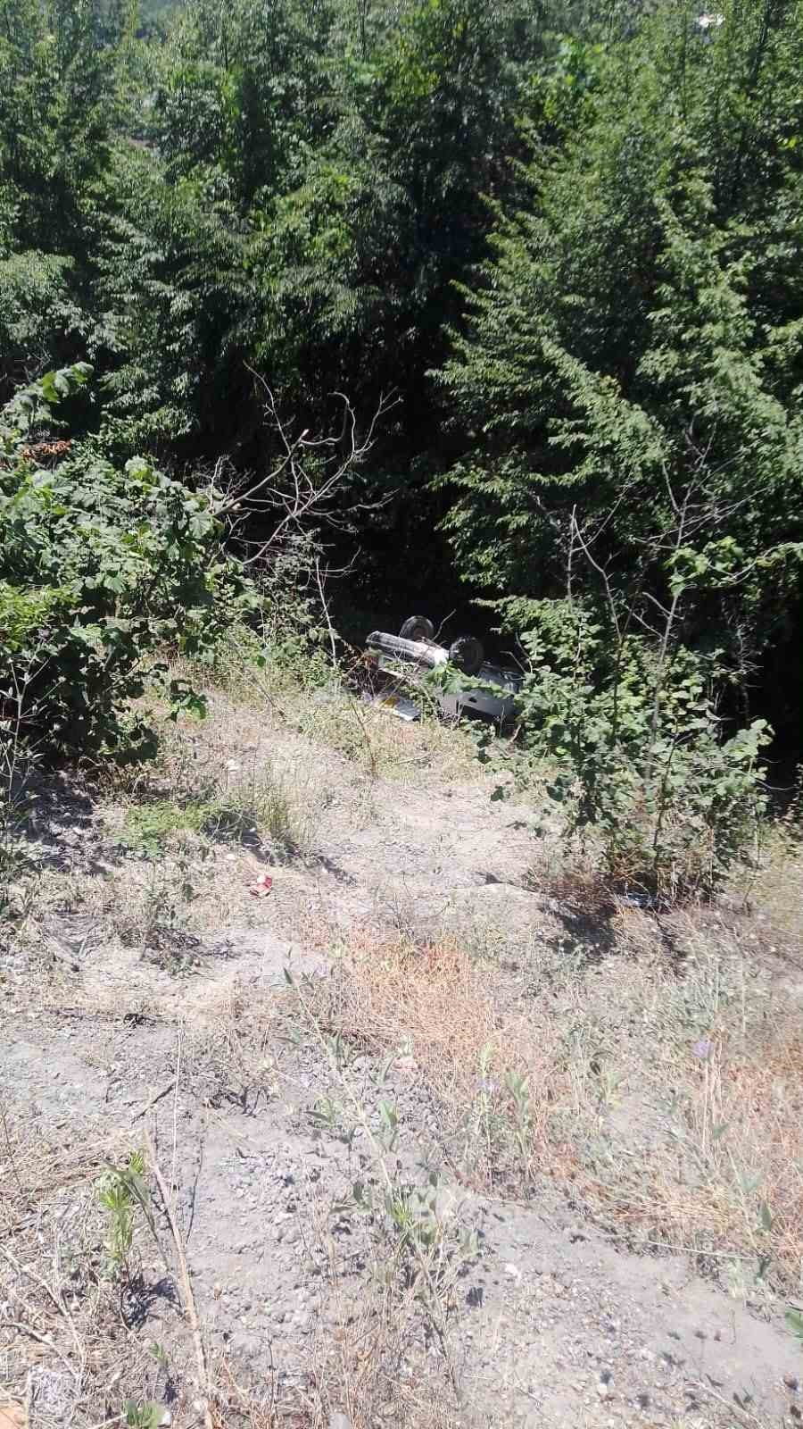 ZONGULDAK'IN ALAPLI İLÇESİNDE KONTROLDEN ÇIKAN OTOMOBİLİN YAKLAŞIK 20 METRE AŞAĞIDAKİ ORMANLIK...