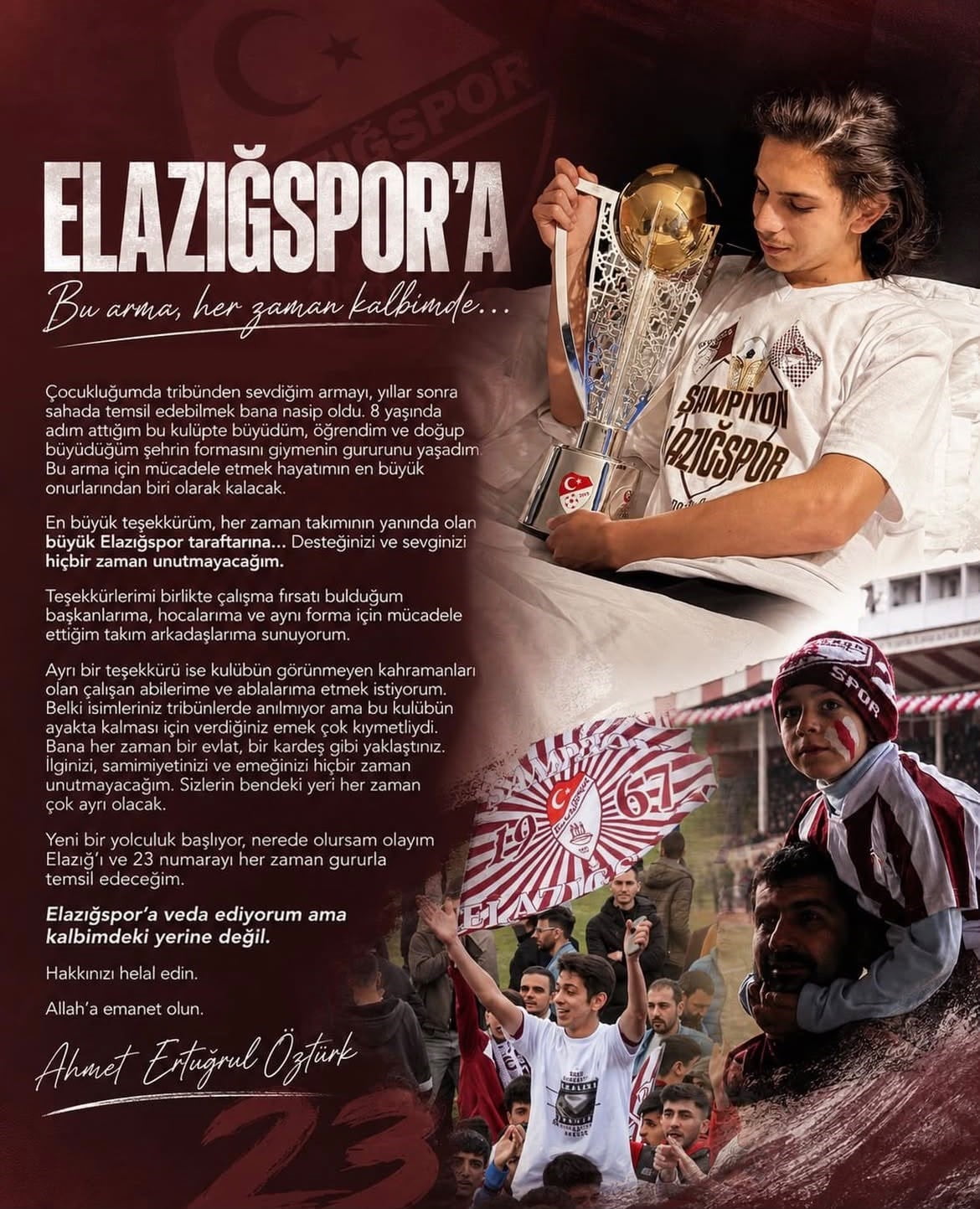 AHMET ERTUĞRUL ELAZIĞSPOR'A VEDA ETTİ