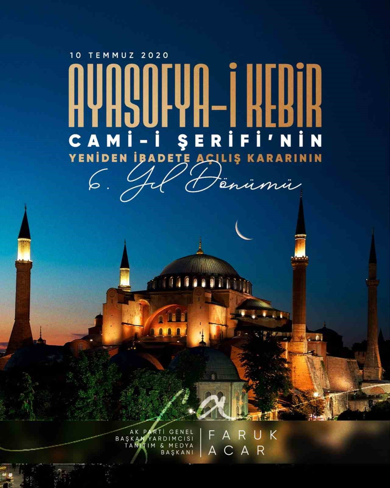 AK PARTİ GENEL BAŞKAN YARDIMCISI, TANITIM VE MEDYA BAŞKANI FARUK ACAR,AYASOFYA-İ KEBİR CAMİ-İ...