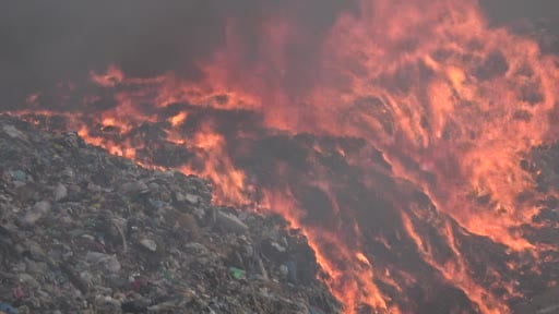 Amasya'da çöp depolama alanında yangın çıktı