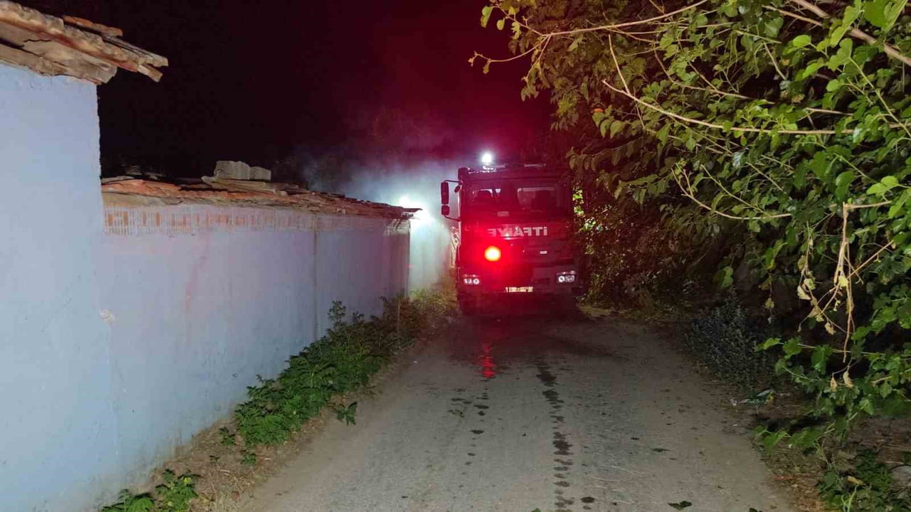 AYDIN'IN NAZİLLİ İLÇESİNDE MÜSTAKİL BİR EVİN BAHÇE KISMINDAKİ ODUNLUK ALANDA ÇIKAN YANGIN EVE...