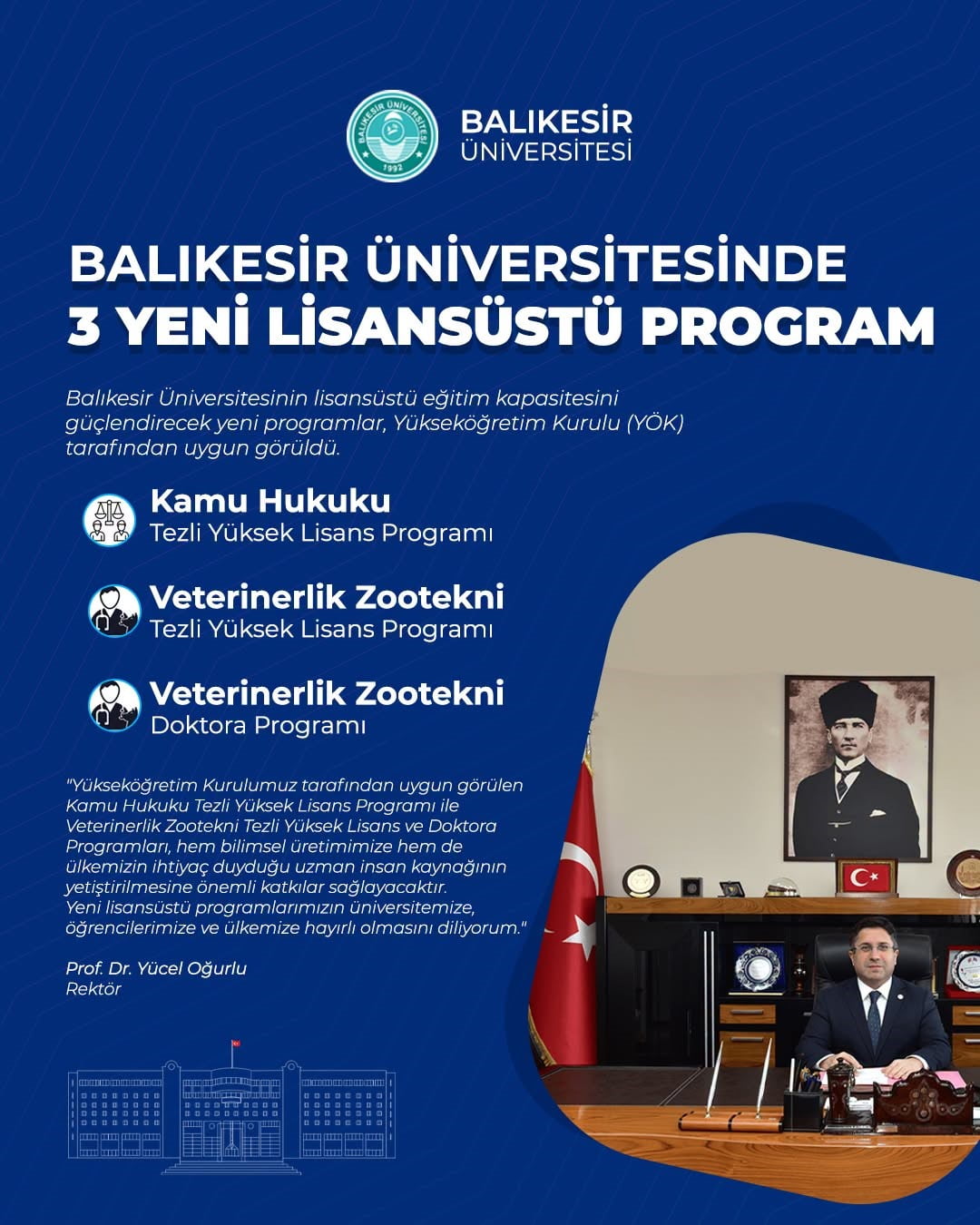 BALIKESİR ÜNİVERSİTESİNE YÖK'TEN 3 YENİ LİSANS ÜSTÜ PROGRAM