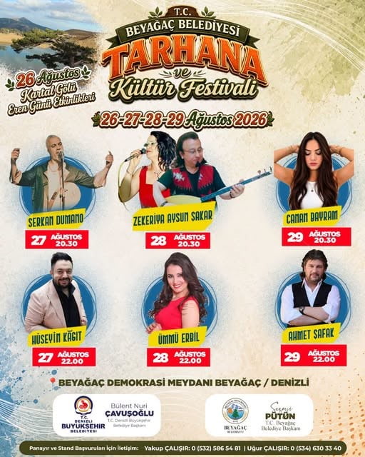 BEYAĞAÇ BELEDİYESİ TARAFINDAN BU YIL İKİNCİ KEZ DÜZENLENECEK BEYAĞAÇ TARHANA VE KÜLTÜR FESTİVALİ...