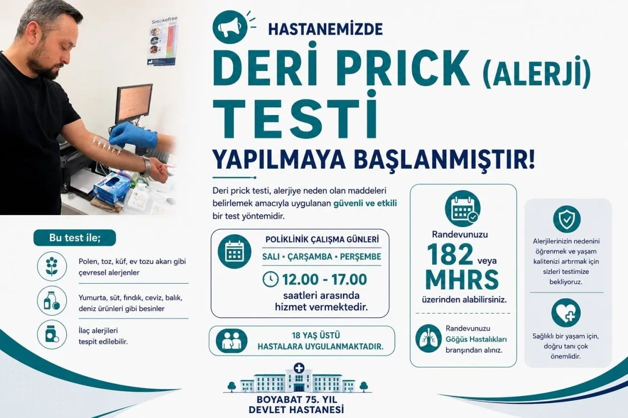BOYABAT 75. YIL DEVLET HASTANESİ, SAĞLIK HİZMETLERİNE BİR YENİSİNİ DAHA EKLEYEREK DERİ PRİCK...