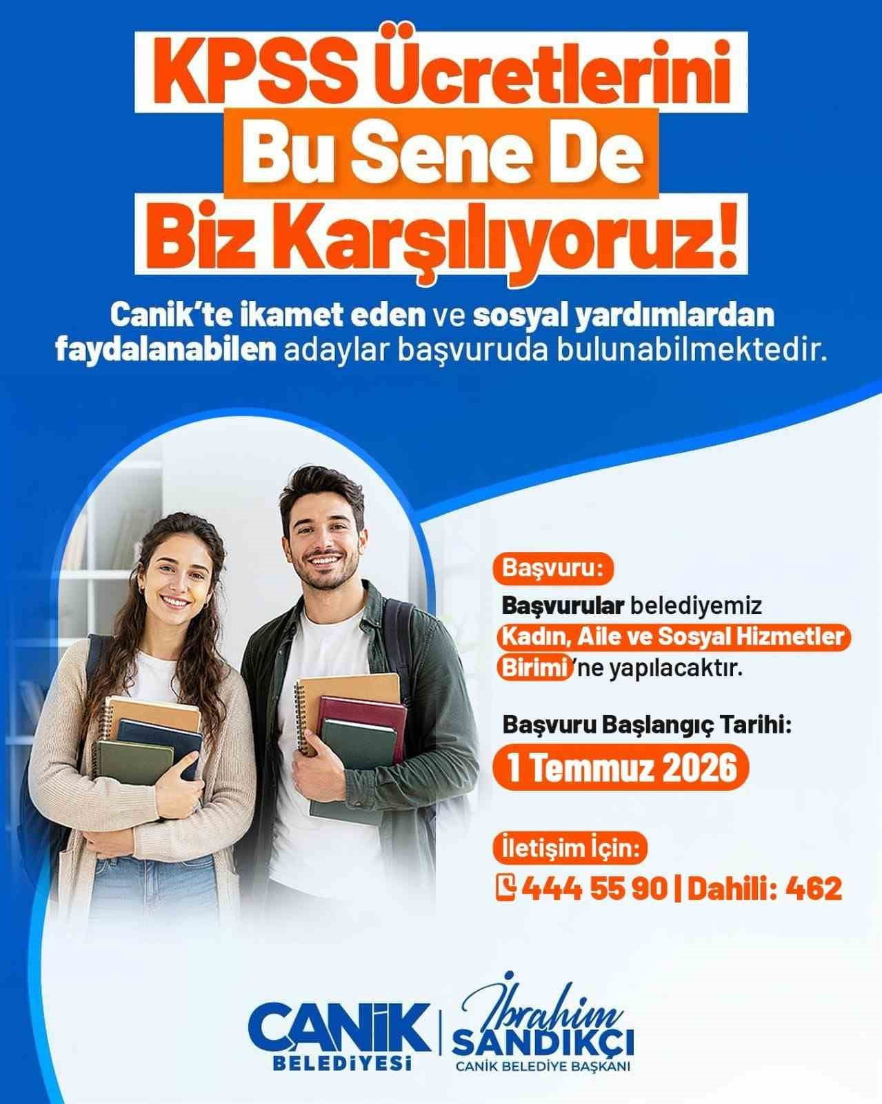 CANİK BELEDİYE BAŞKANI İBRAHİM SANDIKÇI, BU YIL DA KPSS BAŞVURU ÜCRETLERİNİ KARŞILADIKLARINI...