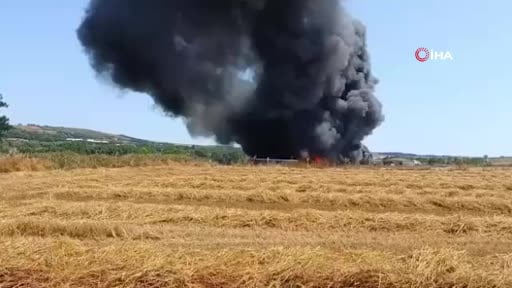 Çatalca'da iş yeri yangını dron