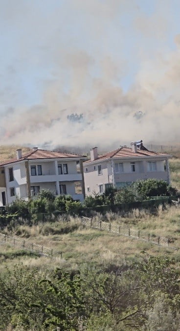 ÇORUM’DA MEYDANA GELEN ÖRTÜ YANGINI SIRASINDA ALEVLERİN ARASINDA KALAN KAPLUMBAĞA İTFAİYE EKİPLERİ...