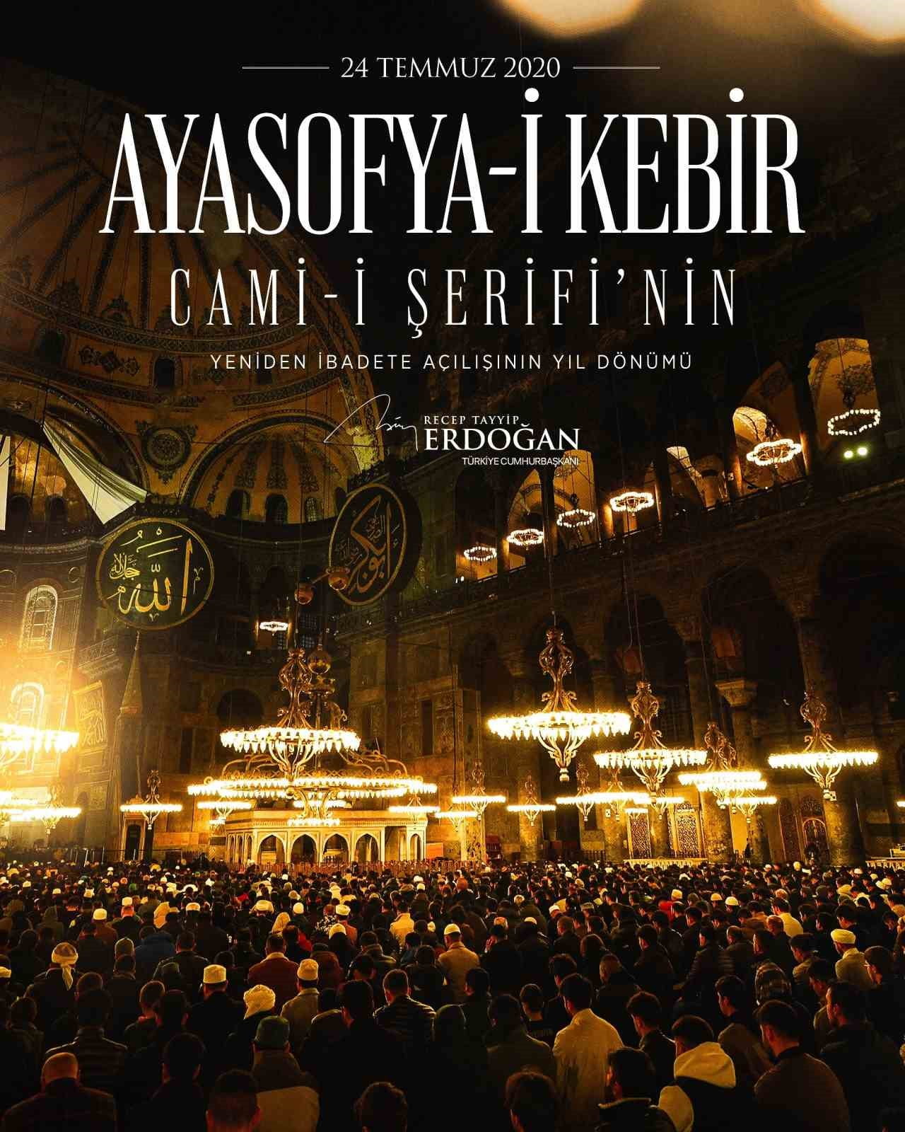 CUMHURBAŞKANI RECEP TAYYİP ERDOĞAN, AYASOFYA-İ KEBİR CAMİ-İ ŞERİFİ’NİN YENİDEN İBADETE AÇILIŞININ...