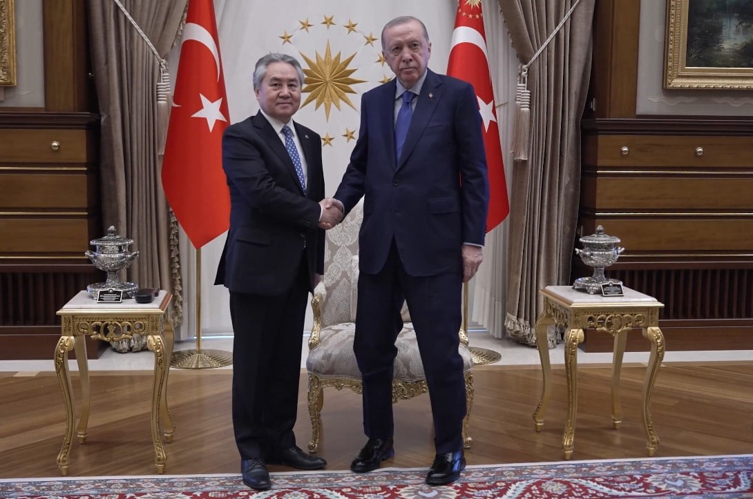 CUMHURBAŞKANI RECEP TAYYİP ERDOĞAN, KIRGIZİSTAN DIŞİŞLERİ BAKANI CEENBEK KULUBAYEV’İ KABUL...