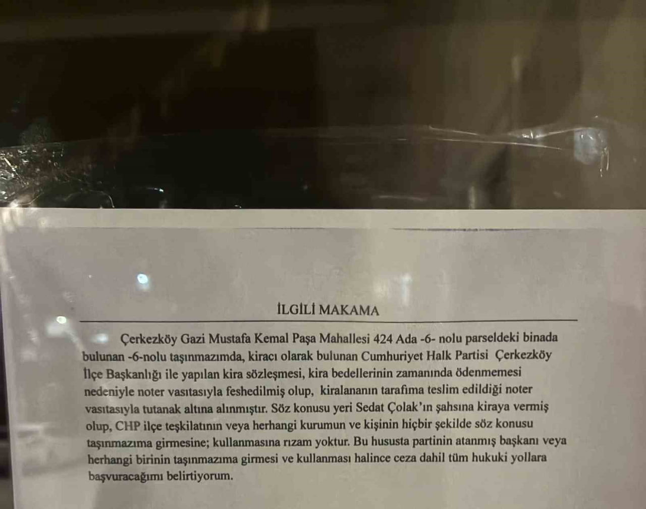 CUMHURİYET HALK PARTİSİ ÇERKEZKÖY İLÇE TEŞKİLATI’NDA GÖREVDEN ALINAN İLÇE BAŞKANI SEDAT ÇOLAK VE...