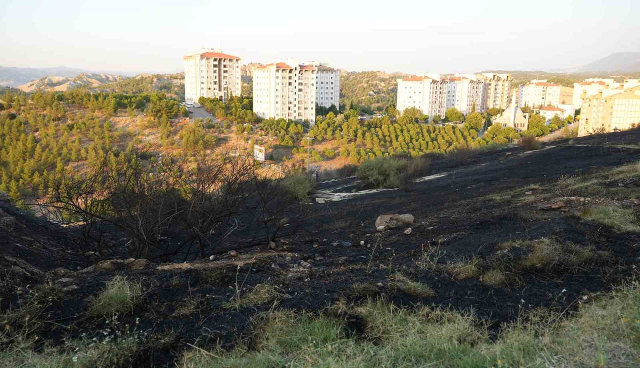 DENİZLİ'DE YERLEŞİM ALANINA YAKIN OTLUK ALANDA ÇIKAN YANGIN, EKİPLERİN YOĞUN ÇALIŞMASININ ARDINDAN...