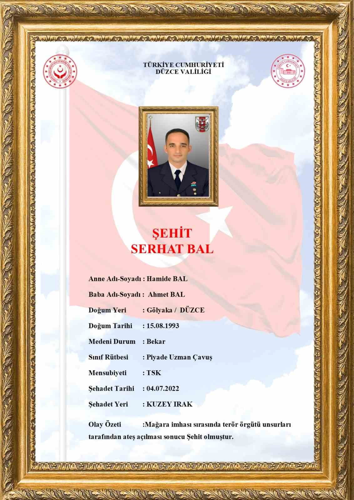 DÜZCE İL JANDARMA KOMUTANLIĞI EKİPLERİ, 2022 YILINDA KUZEY IRAK’TA ŞEHİT OLAN PİYADE UZMAN ÇAVUŞ...