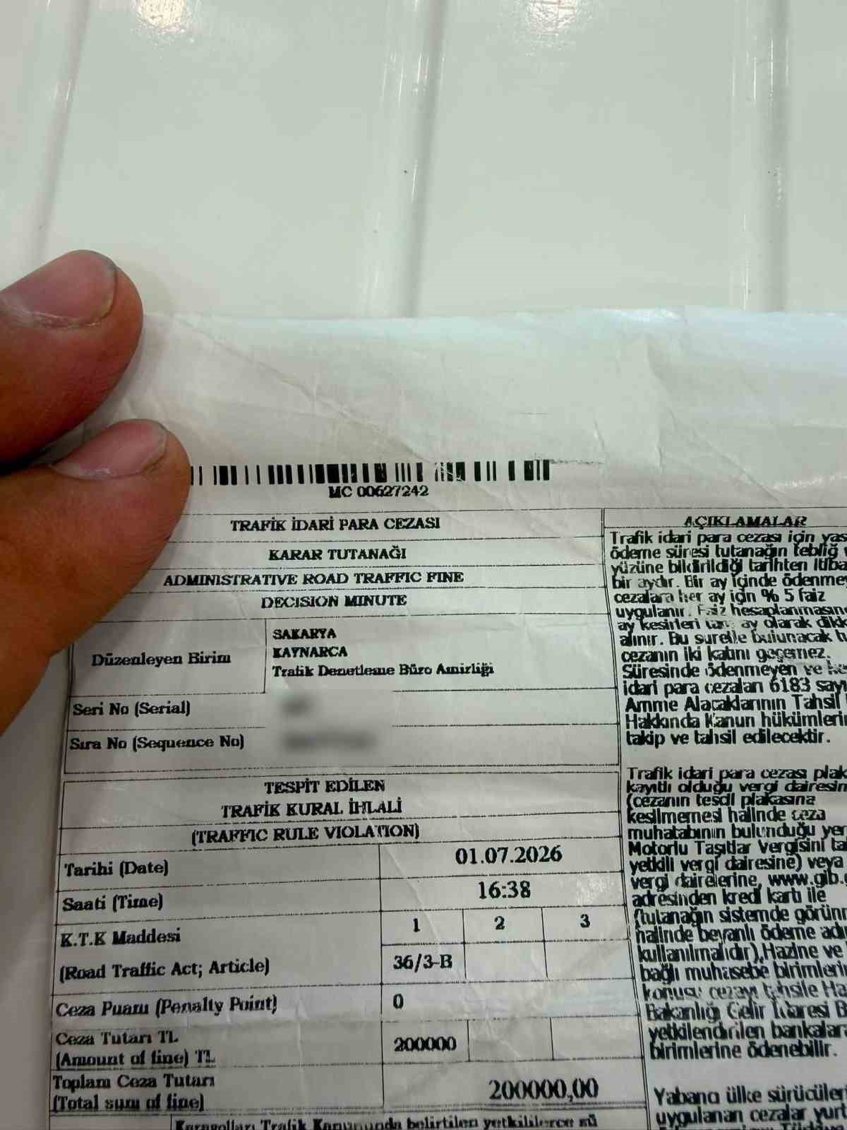 EHLİYETSİZ MOTOSİKLET KULLANDIĞI TESPİT EDİLEN GENCE YAKLAŞIK 200 BİN LİRA İDARİ PARA CEZASI...