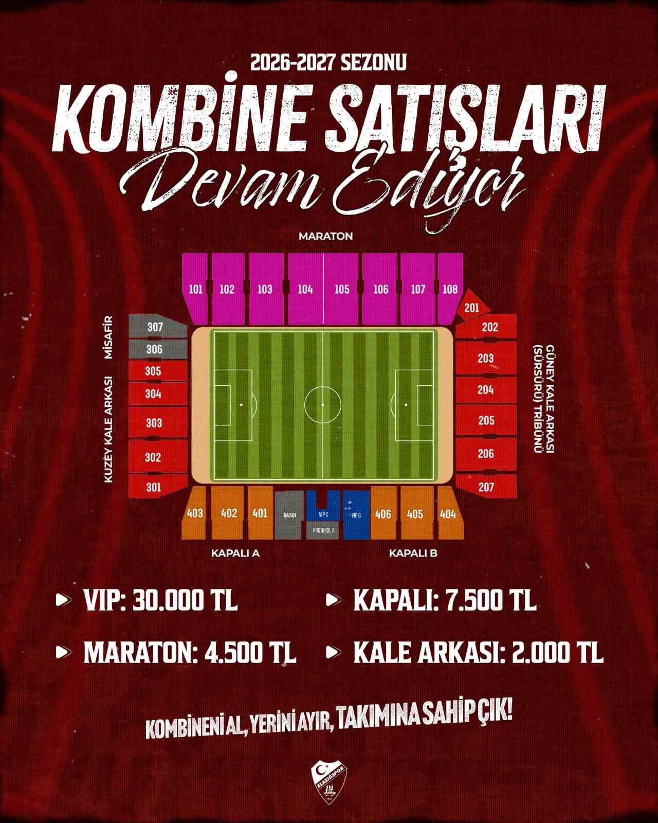 ELAZIĞSPOR’DAN TARAFTARLARA KOMBİNE ÇAĞRISI